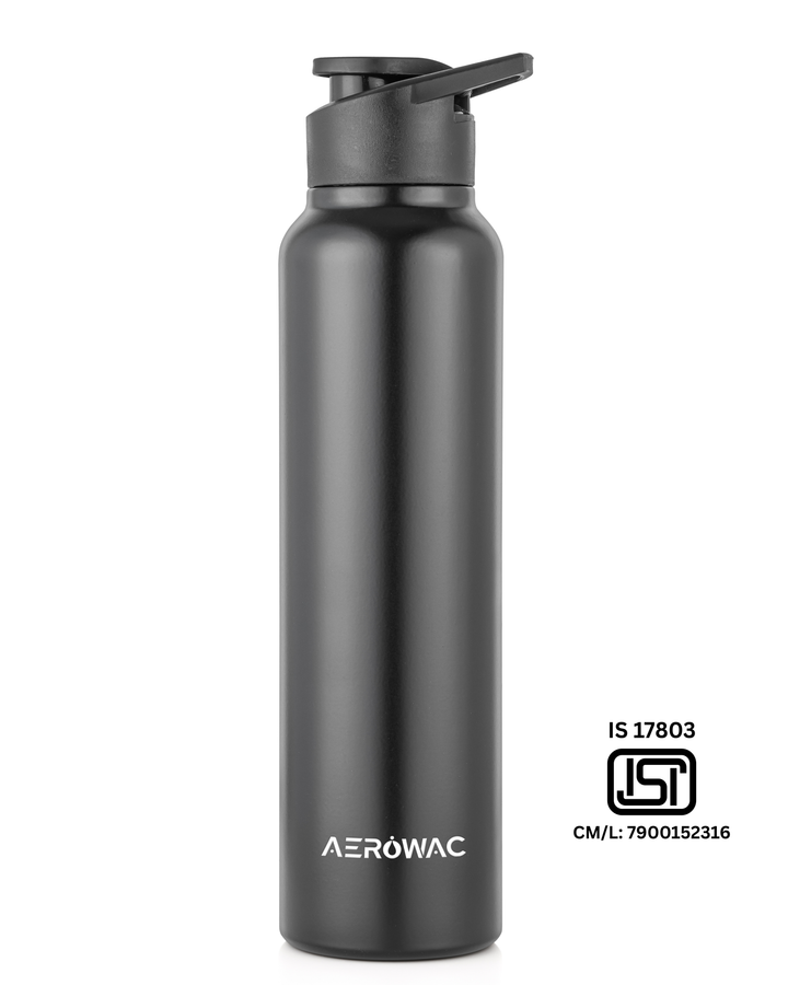 Aerowac Nubo Alpha Stainless Steel | Black Addition | 1000 ml | BPA Free | Leak Proof | Premium Finish